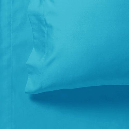 1000TC Ultra Soft Super King Size Bed Light Blue Flat & Fitted Sheet Set