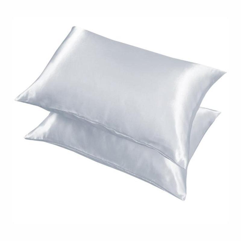 2 Pack Satin Pillowcases Luxury Soft Cushion Covers Bedroom Home Decor - Lake Blue