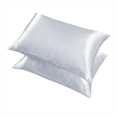 2 Pack Satin Pillowcases Luxury Soft Cushion Covers Bedroom Home Decor - Light Blue