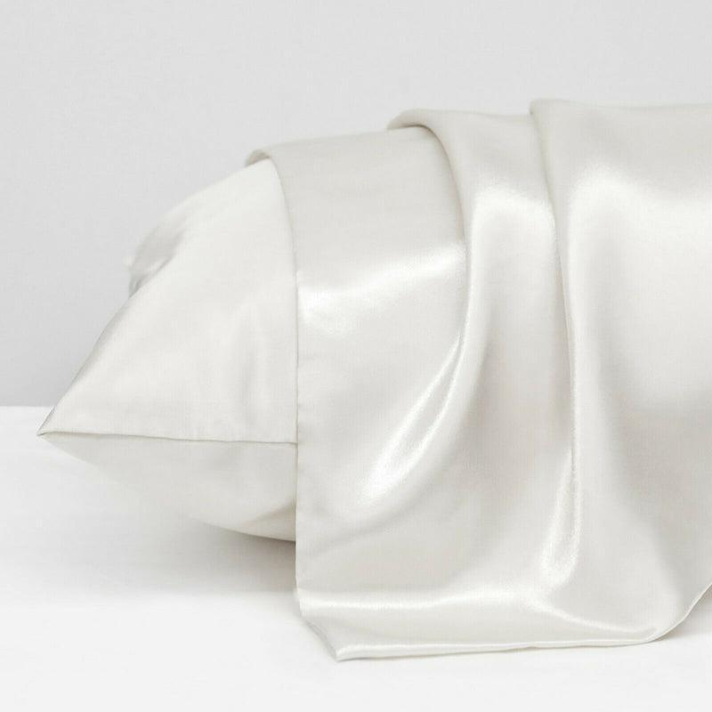 White satin pillowcases set of two, neatly folded with smooth finish