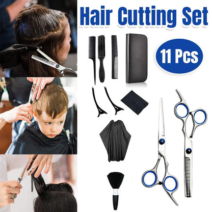 11pcs Hair Cutting Scissors Set Professional Hairdressing Scissors Barber Tools