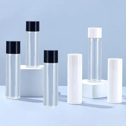 50/100/150ml Plastic Toner Lotion Bottles Refillable Travel Cosmetic Containers - White Lid + White Bottle - 100ml
