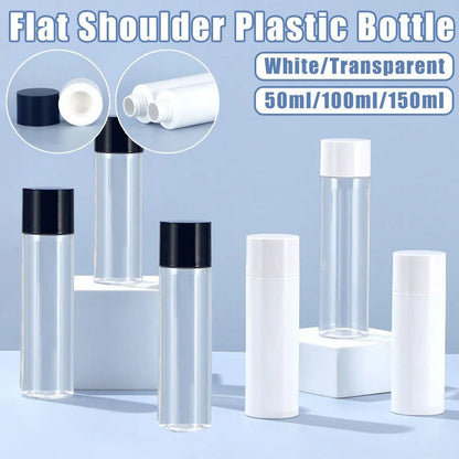 50/100/150ml Plastic Toner Lotion Bottles Refillable Travel Cosmetic Containers - White Lid + Transparent Bottle - 100ml