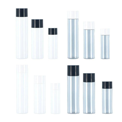 50/100/150ml Plastic Toner Lotion Bottles Refillable Travel Cosmetic Containers - Black Lid + White Bottle - 50ml