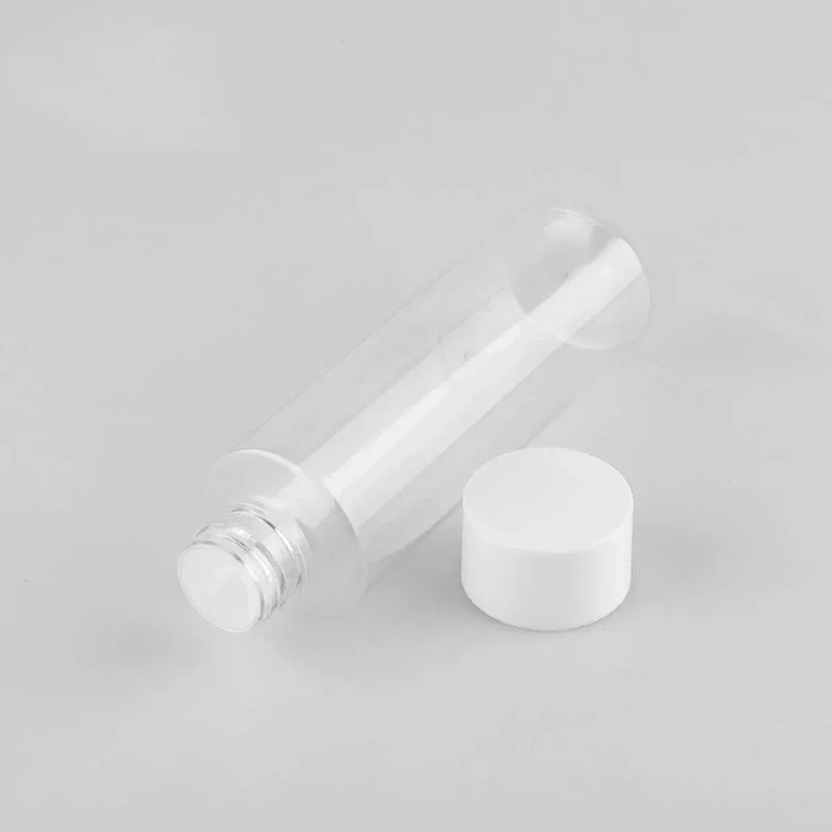 50/100/150ml Plastic Toner Lotion Bottles Refillable Travel Cosmetic Containers - White Lid + White Bottle - 50ml