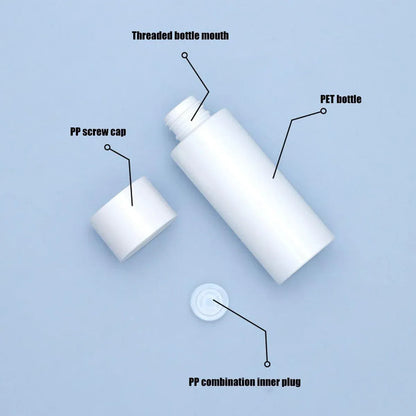 50/100/150ml Plastic Toner Lotion Bottles Refillable Travel Cosmetic Containers - White Lid + Transparent Bottle - 50ml