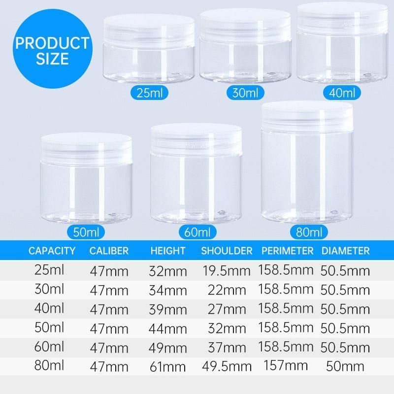10pcs Transparent Wide Mouth Plastic Jars with Cap Skin Care Cream Containers - 40ml