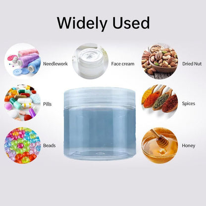 10pcs Transparent Wide Mouth Plastic Jars with Cap Skin Care Cream Containers - 40ml