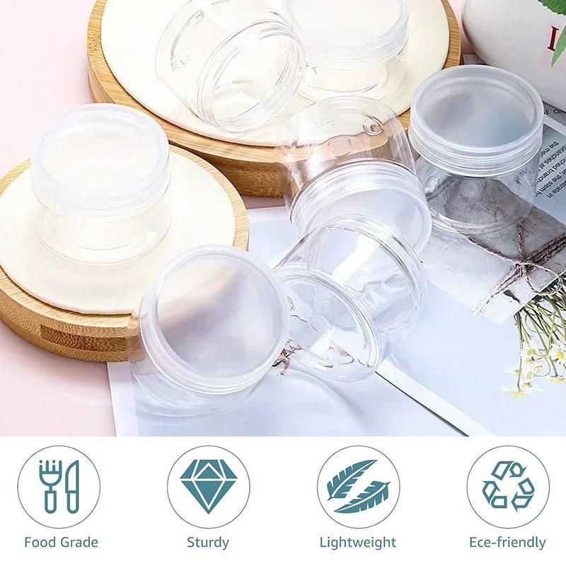 10pcs Transparent Wide Mouth Plastic Jars with Cap Skin Care Cream Containers - 40ml
