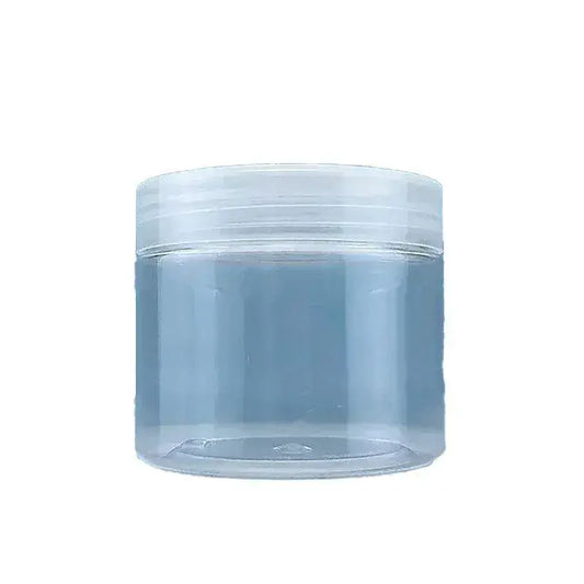 Clear plastic cream jar with wide mouth and white screw-top lid, 80ml