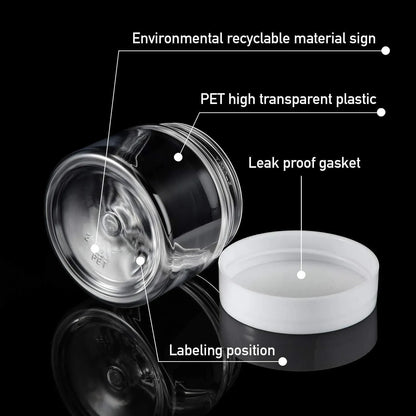 10pcs Transparent Wide Mouth Plastic Jars with Cap Skin Care Cream Containers - 80ml