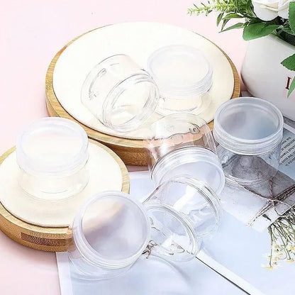 10pcs Transparent Wide Mouth Plastic Jars with Cap Skin Care Cream Containers - 50ml