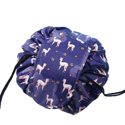 Portable Travel Makeup Bag Drawstring Cosmetic Pouch Lazy Storage Organiser Case - Beige Lipstick