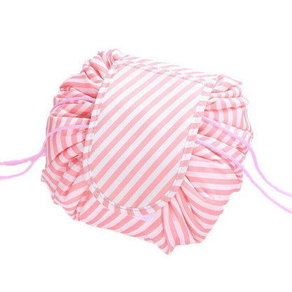 Portable Travel Makeup Bag Drawstring Cosmetic Pouch Lazy Storage Organiser Case - Blue