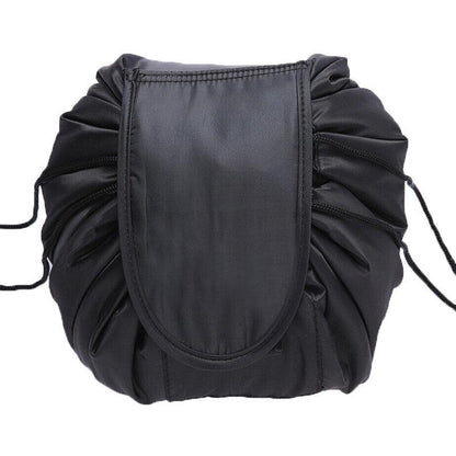Portable Travel Makeup Bag Drawstring Cosmetic Pouch Lazy Storage Organiser Case - Pink White Strip