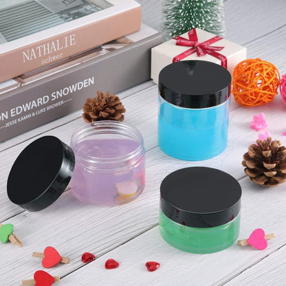 10pcs Wide Mouth Plastic Jars Black Lid Transparent Skin Care Cream Containers - 60ml