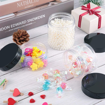 10pcs Wide Mouth Plastic Jars Black Lid Transparent Skin Care Cream Containers - 50ml