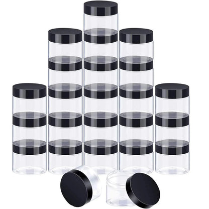 10pcs Wide Mouth Plastic Jars Black Lid Transparent Skin Care Cream Containers - 40ml