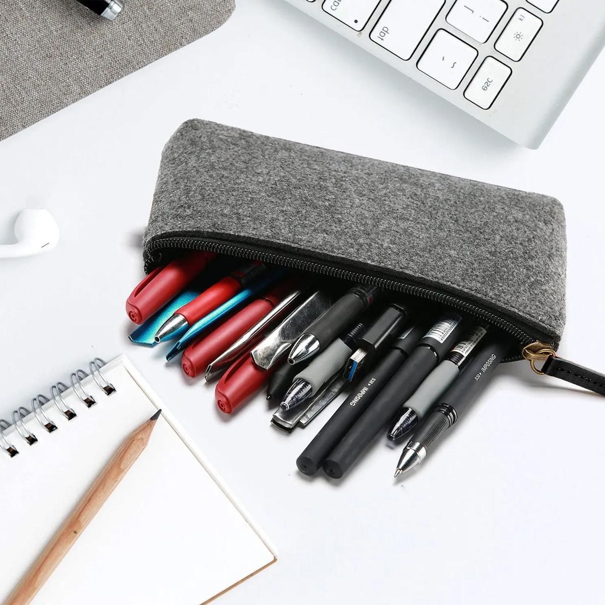 10PCS Large Capacity Felt Pencil Case Stationery Organizer Cosmetic Storage Bag