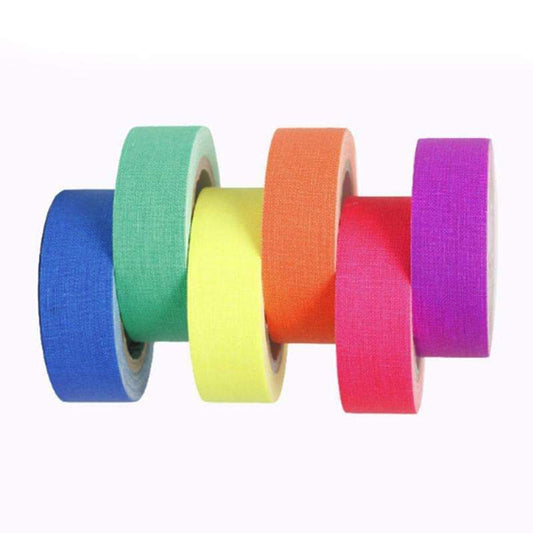 Self-adhesive fluorescent tape set of rolls: green, yellow, orange, red, purple, blue