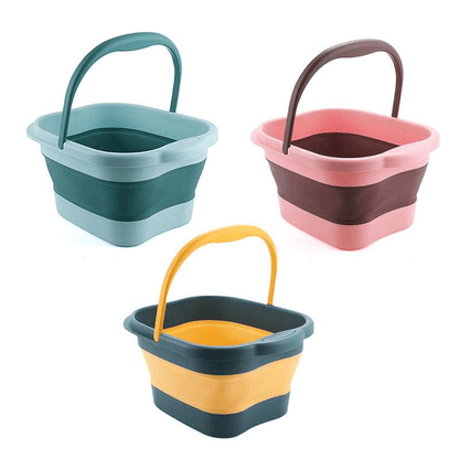 Folding Foot Spa Pedicure Bath Massage Tub Bucket Feet Basin Therapy Luxury - Blue