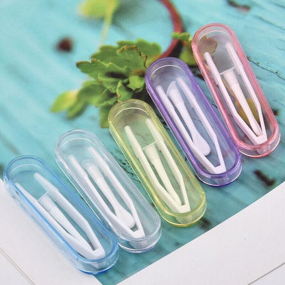 Contact Lens Tweezers Stick Inserter Remover Tool Kit Tip Storage Case Box Set - Pink