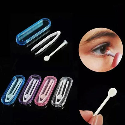 Contact Lens Tweezers Stick Inserter Remover Tool Kit Tip Storage Case Box Set - White