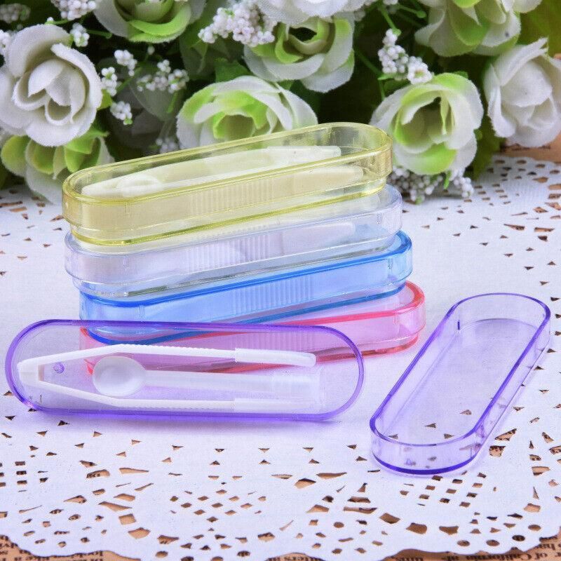 Contact Lens Tweezers Stick Inserter Remover Tool Kit Tip Storage Case Box Set - Yellow