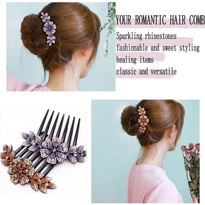 8Pack Rhinestone Hair Comb Non-Slip Simple All-Match Hair Accessories Fork Comb