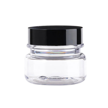 10pcs PET Plastic Cosmetic Bottles Refillable Travel Face Cream Containers - 60ml-Transparent+Black-Single