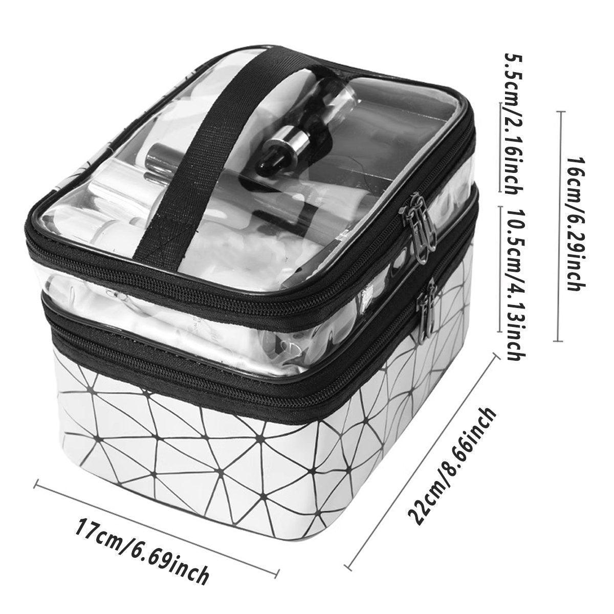 Portable Double-Layer Large Capacity Waterproof Cosmetic Bag Travel Toiletry Bag - Dark Pink