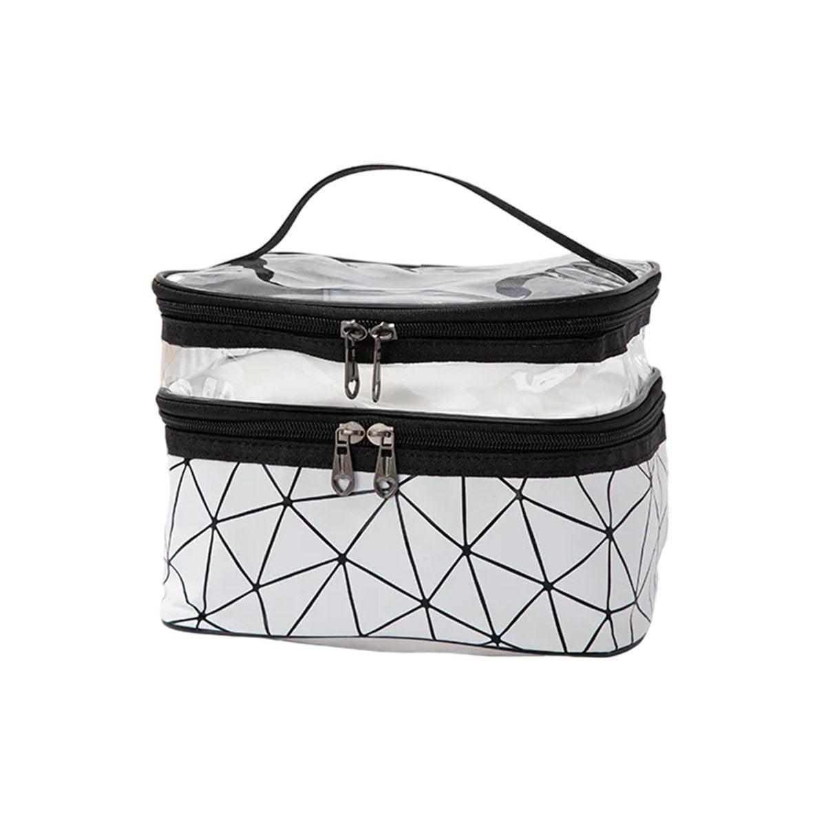 Portable Double-Layer Large Capacity Waterproof Cosmetic Bag Travel Toiletry Bag - Dark Pink
