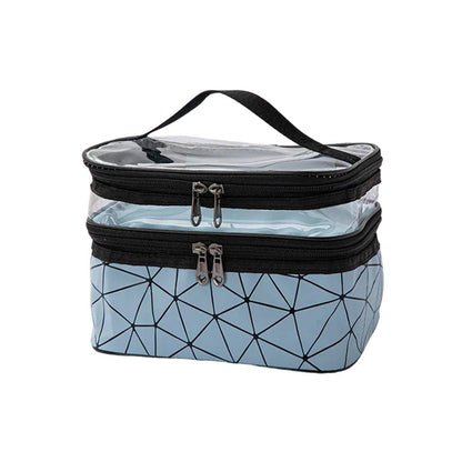 Portable Double-Layer Large Capacity Waterproof Cosmetic Bag Travel Toiletry Bag - Pink
