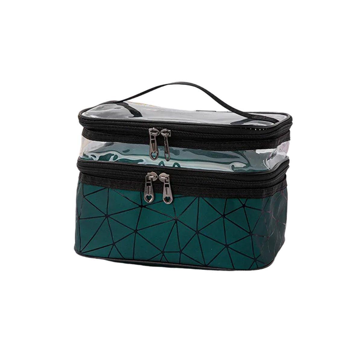 Portable Double-Layer Large Capacity Waterproof Cosmetic Bag Travel Toiletry Bag - Pink