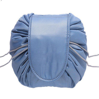 Portable Travel Makeup Bag Drawstring Cosmetic Pouch Lazy Storage Organiser Case - Navy