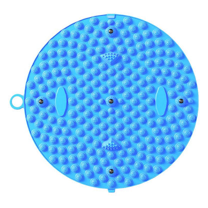 37/55cm Soft Silicone Circular Foot Mat with Textured Surface - Blue-55cm