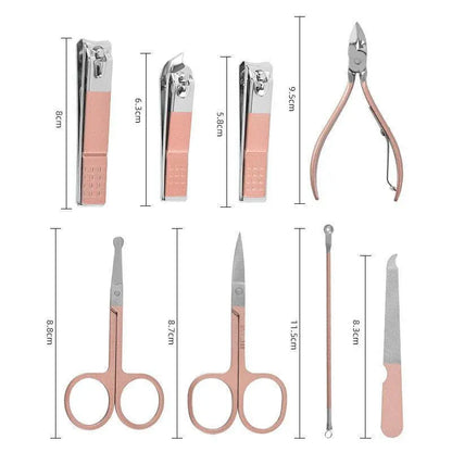 18 Piece Rose Gold Stainless Steel Manicure Pedicure Set With Travel Case