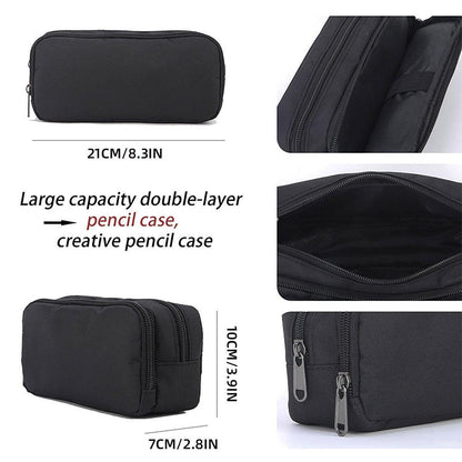 Large Capacity Pencil Case Double Layer for Primary School Students Creative Bag - Grey