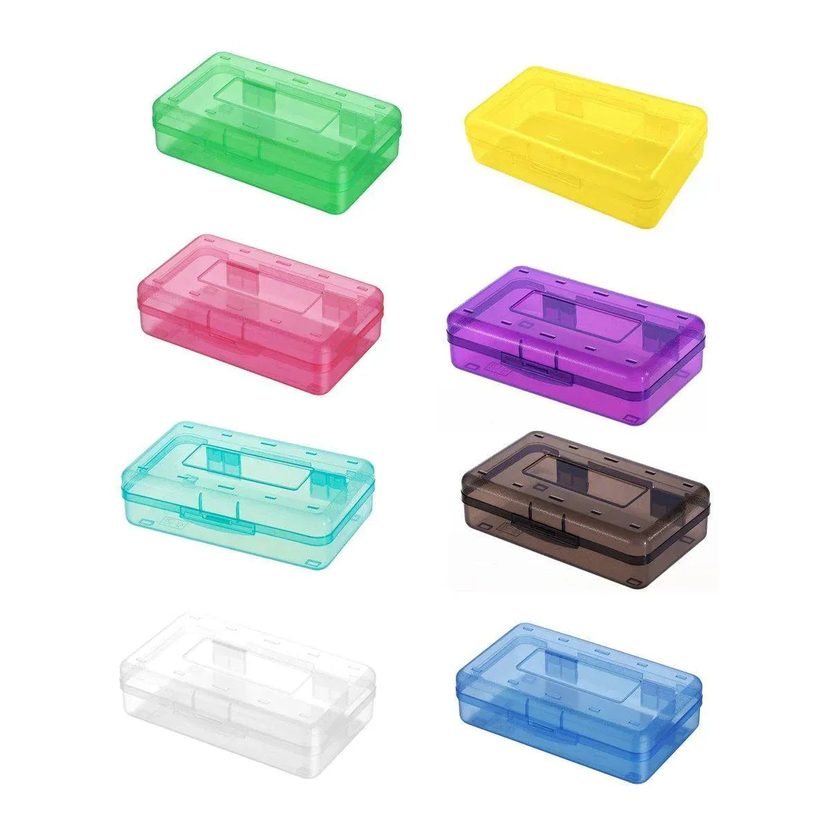 Large Capacity Transparent Plastic Pencil Case Multifunctional Student Art Box - Transparent