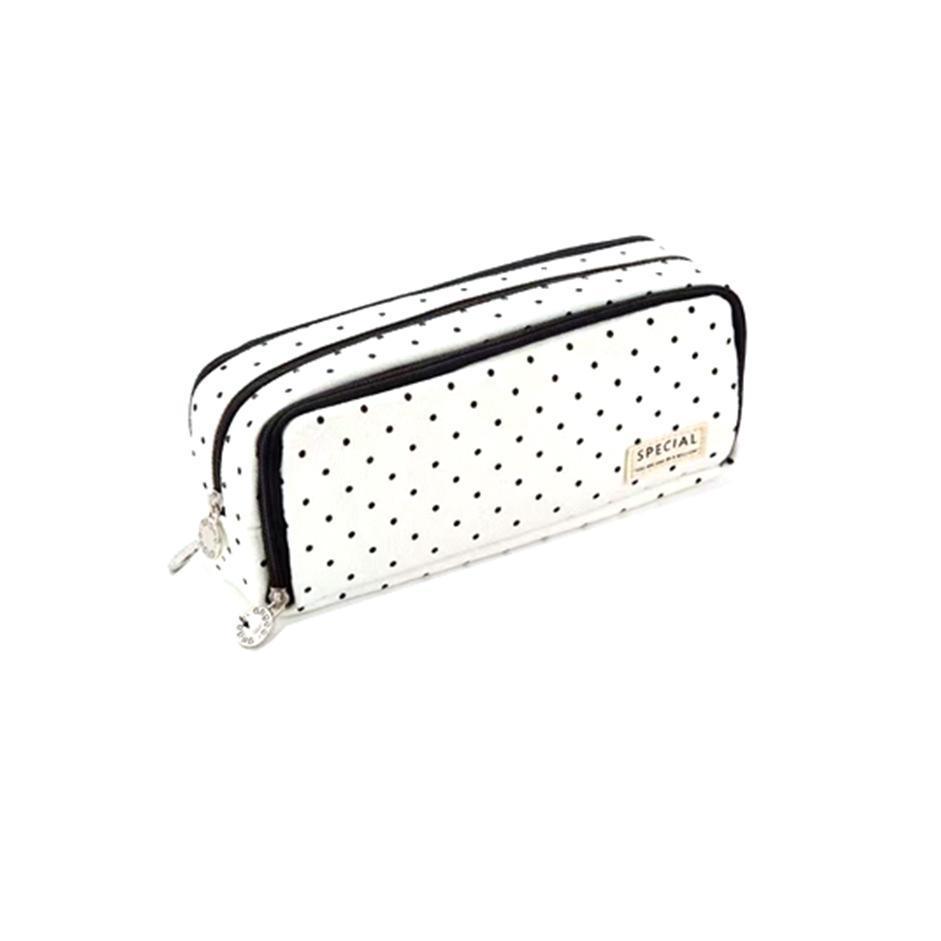 Zipper Pencil Case Large Capacity Storage Bag School Stationery Makeup Organizer - Black