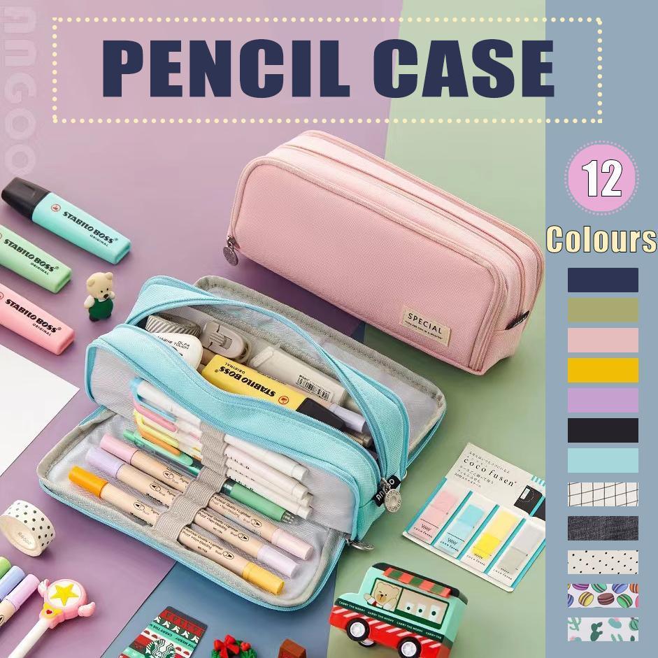 Zipper Pencil Case Large Capacity Storage Bag School Stationery Makeup Organizer - Navy