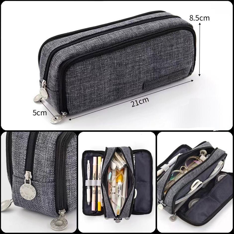 Zipper Pencil Case Large Capacity Storage Bag School Stationery Makeup Organizer - Pink