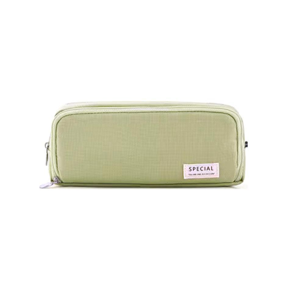 Zipper Pencil Case Large Capacity Storage Bag School Stationery Makeup Organizer - Pink