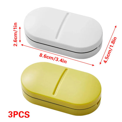 3PCS Tablet Cutter Pill Splitter Portable Medicine Box Pill Organizer Divider - White