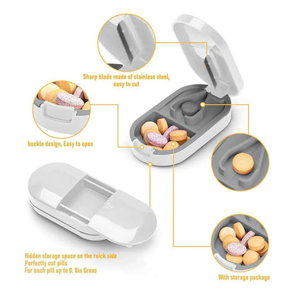 3PCS Tablet Cutter Pill Splitter Portable Medicine Box Pill Organizer Divider - Yellow