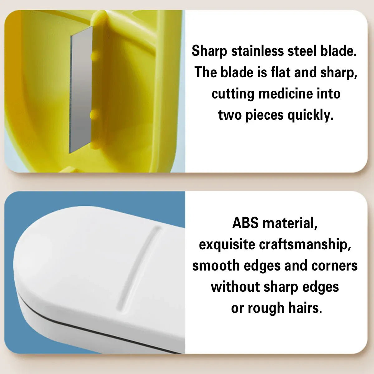 3PCS Tablet Cutter Pill Splitter Portable Medicine Box Pill Organizer Divider - Yellow