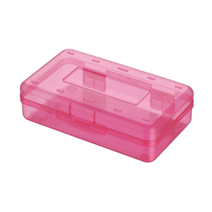 Large Capacity Transparent Plastic Pencil Case Multifunctional Student Art Box - Red