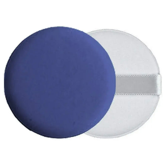 Navy and white round air cushion powder puff with satin strap