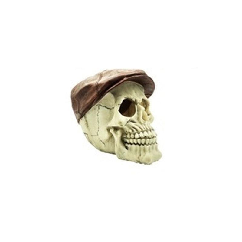 Artificial Fake Skull Head Bone Aquarium Ornament Fish Tank Decoration - Hat