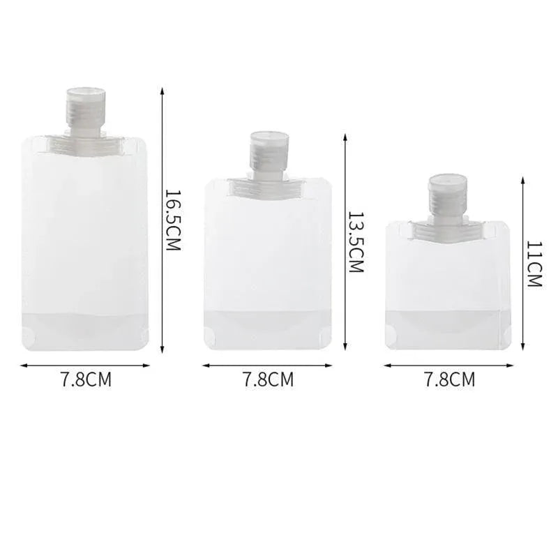 15PCS Reusable Cosmetic Travel Leakproof Pouch Set 30ml 50ml 100ml